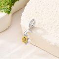 wholesale 925 Sterling Silver Sunflower and Crescent Moon Dangle Charm Pendant for Bracelet Necklace Jewelry -0-2