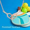 wholesale Sterling Silver Gold Plating Pickleball Paddle Ball Pendant Necklace-0-9