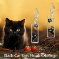 wholesale 925 Sterling Silver Black Cat Drop Earrings with Leverback Closure - Cute Animal Jewelry for Women and Girls-0-4