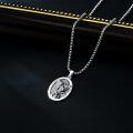 wholesale 925 Sterling Silver St Michael Angel Protect Us Oval Medal Necklace for Men & Women-0-4
