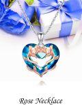 wholesale TOUPOP Gift For Her Rose Necklace For Women Heart Crystal Necklace With Rose 925 Sterling Silver Jewelry Gift For Her I Love You Gift For Her Women Sister Wife Birthday Christmas Wedding Gifts -0-2