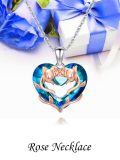 TOUPOP Sterling Silver Crystal Rose Heart Necklace Gift For Women-0-2