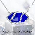wholesale Sterling Silver Gemstone Hexagon Pendant Necklace-0-3