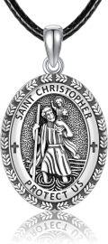 wholesale 925 Sterling Silver St Christopher Medal Protect Us Charm Pendant Necklace-0-0