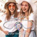 wholesale 925 Sterling Silver AOBOCO Sisters Bracelet with Rainbow Crystal and Rose Gold Figures s for Women-0-3