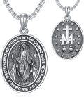 wholesale 925 Sterling Silver Saint Medal Virgin Mary Cross Pendant Necklace  43cm Chain-0-0