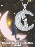 wholesale 925 Sterling Silver Moissanite Cat on the Moon Pendant Necklace for Women-0-1