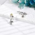 wholesale 925 Sterling Silver Bird Stud Earrings - Cockatoo Design with Yellow Stones and Pink Beak for Women's-0-2