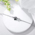 wholesale 925 Sterling Silver Paw Print Crystal Ankle Anklet for Women - Adjustable Size-0-2