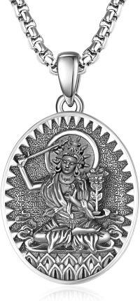 wholesale 925 Sterling Silver Buddhist Goddess Pendant Necklace - Protection & Good Luck Charm for Women/Men-Manjushri-Rabbit