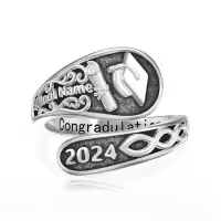 wholesale 925 Sterling Silver Sun Moon Bee Celtic Tree Life Lotus Spoon Adjustable Open Ring Unisex Gift-Customized class ring-Customized class ring