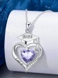 wholesale 925 Sterling Silver Heart Birthstone Necklace High School College Graduation Jewelry for Her-0-3