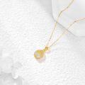 wholesale 14K Gold White Rainbow Moonstone Lotus Flower Teardrop Pendant Necklace-0-2