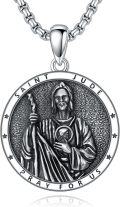 wholesale 925 Sterling Silver Saint Jude Medal Necklace - Religious Jewelry for Men & Women -0-0