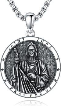 wholesale 925 Sterling Silver Saint Jude Medal Necklace - Religious Jewelry for Men & Women -C02-St Judas