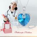 wholesale Sterling Silver Heart Crystal Stethoscope Necklace for Nurse Doctor Women-0-38