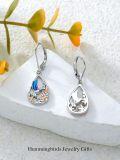 wholesale 925 Sterling Silver Enamel Hummingbird Flower Teardrop Dangle Earrings Gift-0-3
