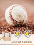 wholesale 925 Sterling Silver Heart-Shaped Softball Drop Earrings for Women Sportswear Accessories-0-5