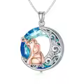 TOUPOP Sterling Silver & Crystal Elephant Celtic Moon Pendant Necklace-0-0