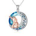 TOUPOP Sterling Silver & Crystal Elephant Celtic Moon Pendant Necklace-0-0