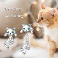 wholesale 925 Sterling Silver Black Cat Stud Earrings w/ Green Stones - Gothic Style Jewellery Gifts for Her-0-7