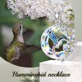 wholesale 925 Sterling Silver Crystal Hummingbird Flower Pendant Necklace-0-5