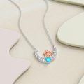 wholesale 925 Sterling Silver Crescent Moon Necklace With Hearts And Diamonds-0-2