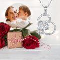 wholesale 925 Sterling Silver Angel & Baby in Heart Pendant Necklace with Cubic Zirconia Stones for Women Girls  43cm Chain Length-0-5