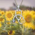 wholesale S925 Sterling Silver Sunflower Stethoscope Necklace with Birthstone - Gift for Nurses, Doctors, Women, Men - 18+2 Chain-0-2