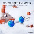 wholesale 925 Sterling Silver Blue Opal Stud Earrings Wholesale With 12 Color Options-0-3