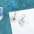 wholesale 925 Sterling Silver Heart-Shaped Sports Ball Dangle Drop Earrings - Gift for Women (Volleyball)-0-2