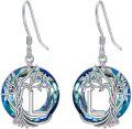 wholesale TOUPOP Tree Of Life Initial Earrings 925 Sterling Silver A-z Letter Drop Dangle Earrings Blue Circle Crystal Jewelry Birthday Christmas Gifts For Women Her Girlfriend Mom -0-0