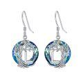 TOUPOP Sterling Silver Blue Crystal Tree Of Life Letter Drop Dangle Earrings-0-0