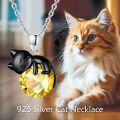 wholesale 14K Gold Pink Crystal Black Cat Pendant Necklace for Women Cats Lover-0-112