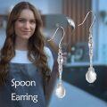 wholesale 925 Sterling Silver Floral Mini Tea Spoon Dangle Drop Earrings Fun Gift for Her Him-0-1