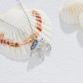 wholesale 925 Sterling Silver Opal Inlay Sea Turtle Pendant Necklace with Cubic Zirconia Accents and Extender Chain (14+3)-0-4