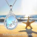 wholesale 925 Sterling Silver Teardrop Blue Opal Starfish Pendant Necklace-0-3