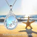 wholesale 925 Sterling Silver Teardrop Blue Opal Starfish Pendant Necklace-0-3