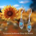 wholesale 925 Sterling Silver Turquoise Filigree Drop Earrings with Leverbacks-0-1