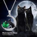 wholesale 925 Sterling Silver Green Crystal Moon & Black Cat Pendant Necklaces for Women's  Ideas-0-5