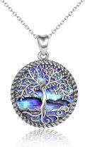 wholesale 925 Sterling Silver & Colorful Abalone Shell Tree of Life Necklace - 1.22, Gift Boxed, Hypoallergenic, 18+2 Chain, Luck Health Growth Strength Symbol-0-0
