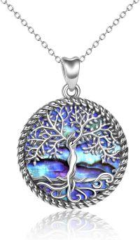 wholesale 925 Sterling Silver & Colorful Abalone Shell Tree of Life Necklace - 1.22, Gift Boxed, Hypoallergenic, 18+2 Chain, Luck Health Growth Strength Symbol-Tree of life necklace