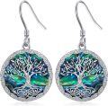 wholesale 925 Sterling Silver Abalone Shell Tree Of Life Dangle Earrings for Women's Gifts-0-0