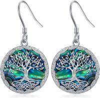 wholesale 925 Sterling Silver Abalone Shell Tree Of Life Dangle Earrings for Women's Gifts-Abalone Shell A