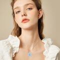 wholesale 925 Sterling Silver Larimar Sunflower Pendant Necklace For Women Zircon White Gold Plated-0-2