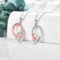 wholesale 925 Sterling Silver Fox Heart Pendant Necklaces for Mom and Daughter Jewelry Set-0-3