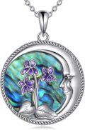 wholesale 925 Sterling Silver Abalone Shell Flower Pendant Necklace for Women Birthday Gifts-0-0