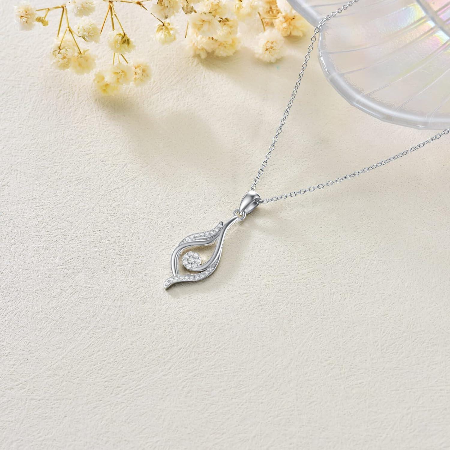 Sterling Silver Natural Diamond Infinity Pendant Necklace 1 10 CTW 18+2 Inch Mother s Day Gift-0-4