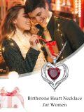 wholesale 925 Sterling Silver Red Garnet Heart Pendant Necklace for Women Gifts-0-3
