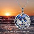 wholesale 925 Sterling Silver Abalone Shell Ocean Wave Necklace, Dainty Unique Gift for Women-0-4